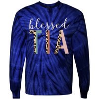 Blessed Tia Aunt Cute Leopard Print Tie-Dye Long Sleeve Shirt