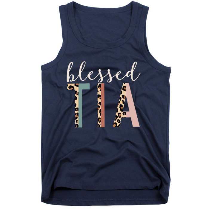 Blessed Tia Aunt Cute Leopard Print Tank Top