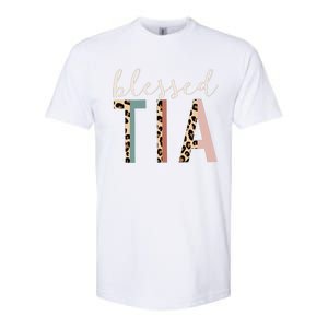 Blessed Tia Aunt Cute Leopard Print Softstyle CVC T-Shirt