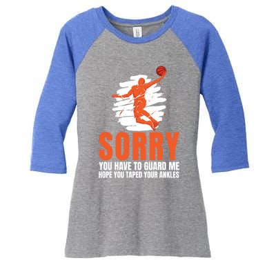 Basketball Taped Ankles Gift Hoop Basketballer Match Player Gift Women's Tri-Blend 3/4-Sleeve Raglan Shirt