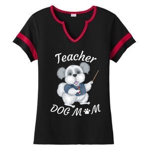 Best Teacher And Dog Mom Mother's Day Fun Cool Gift Ladies Halftime Notch Neck Tee