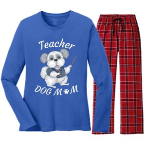 Best Teacher And Dog Mom Mother's Day Fun Cool Gift Women's Long Sleeve Flannel Pajama Set 