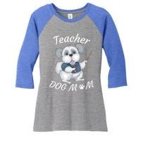 Best Teacher And Dog Mom Mother's Day Fun Cool Gift Women's Tri-Blend 3/4-Sleeve Raglan Shirt