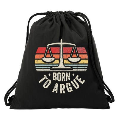 Born To Argue Scales Balance Retro Look Drawstring Bag