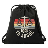 Born To Argue Scales Balance Retro Look Drawstring Bag