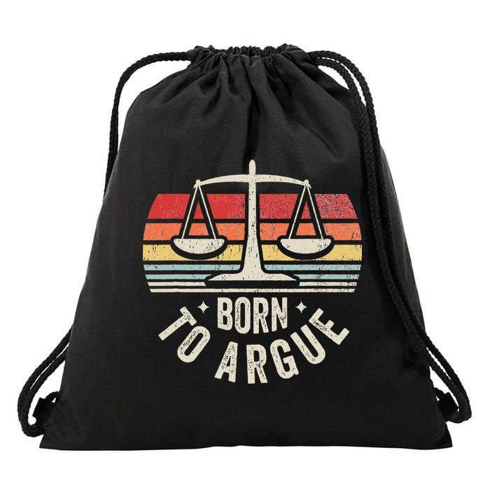 Born To Argue Scales Balance Retro Look Drawstring Bag