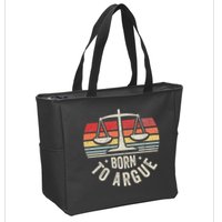 Born To Argue Scales Balance Retro Look Zip Tote Bag