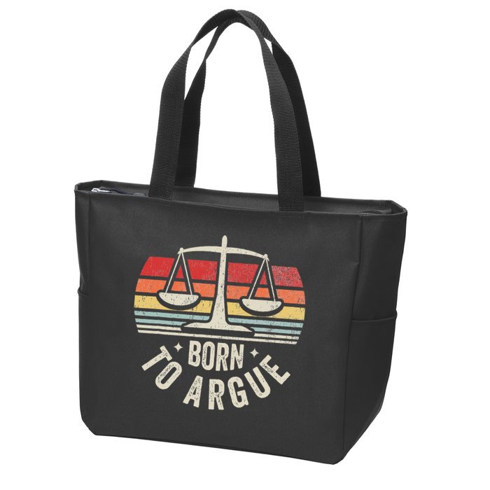 Born To Argue Scales Balance Retro Look Zip Tote Bag