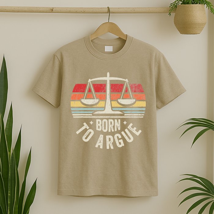 Born To Argue Scales Balance Retro Look T-Shirt