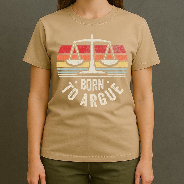 Born To Argue Scales Balance Retro Look T-Shirt