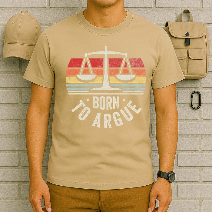 Born To Argue Scales Balance Retro Look T-Shirt