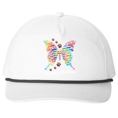 Butterfly Tree Autism Love Accept Support Autism Month Funny Gift Snapback Five-Panel Rope Hat