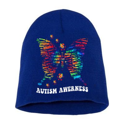 Butterfly Tree Autism Love Accept Support Autism Month Funny Gift Short Acrylic Beanie