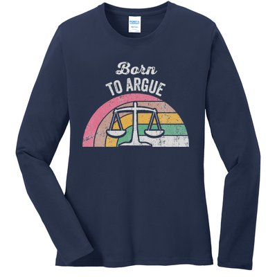 Born To Argue Balance Retro Style Ladies Long Sleeve Shirt