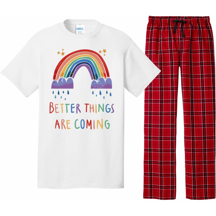 Better Things Are Coming Rainbow Pajama Set