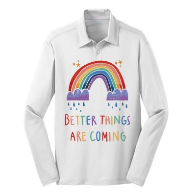 Better Things Are Coming Rainbow Silk Touch Performance Long Sleeve Polo