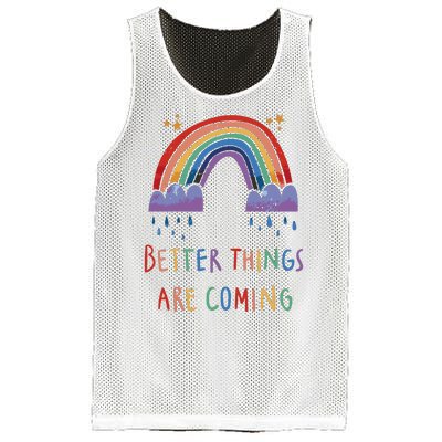 Better Things Are Coming Rainbow Mesh Reversible Basketball Jersey Tank