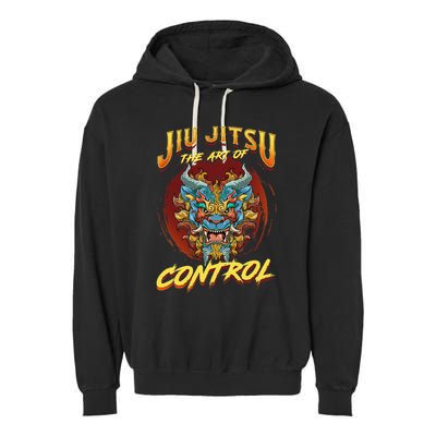 Bjj The Art Of Control Grappling Jiu Jitsu Foo Dog Garment-Dyed Fleece Hoodie
