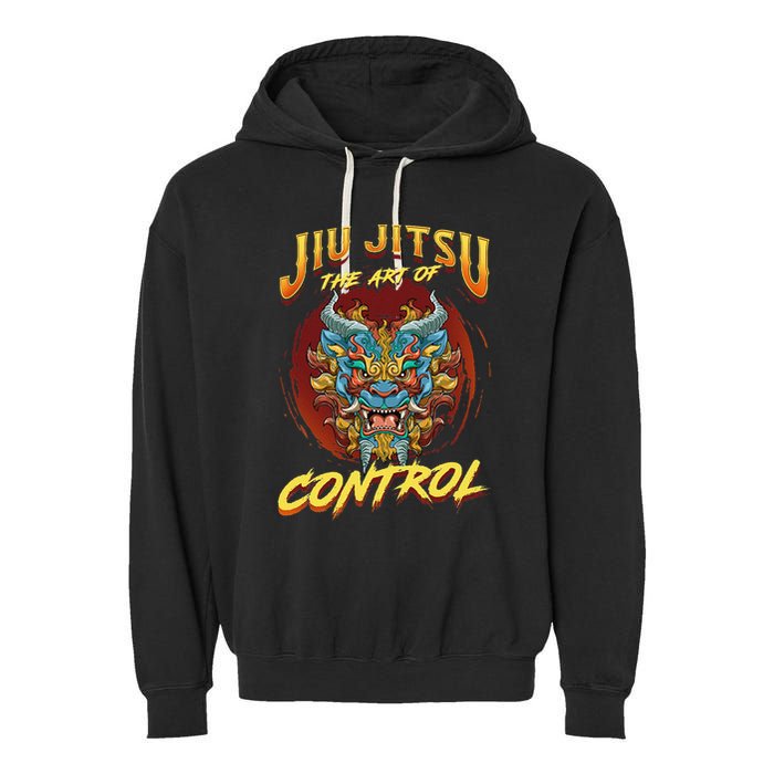 Bjj The Art Of Control Grappling Jiu Jitsu Foo Dog Garment-Dyed Fleece Hoodie