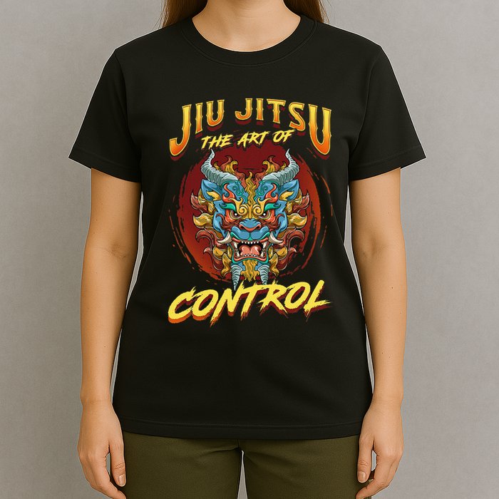 Bjj The Art Of Control Grappling Jiu Jitsu Foo Dog T-Shirt