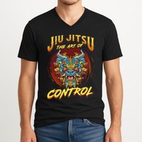 Bjj The Art Of Control Grappling Jiu Jitsu Foo Dog V-Neck T-Shirt