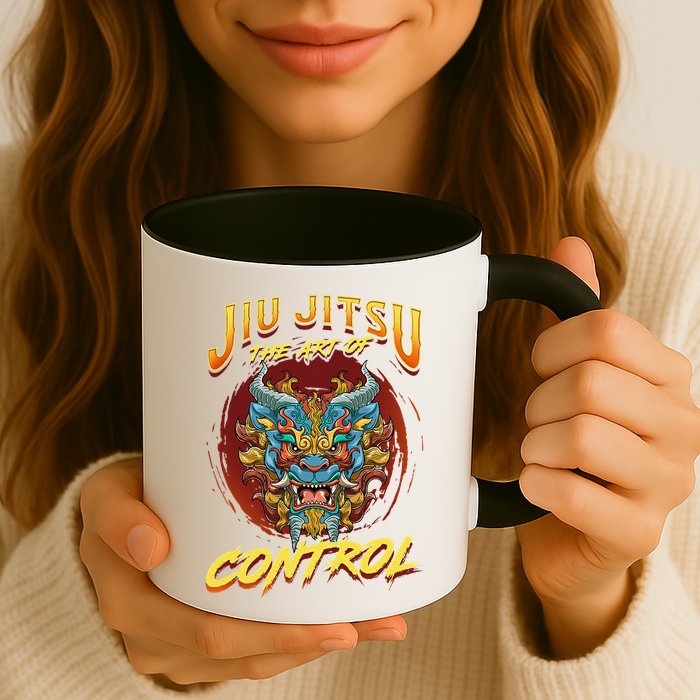 Bjj The Art Of Control Grappling Jiu Jitsu Foo Dog Mug