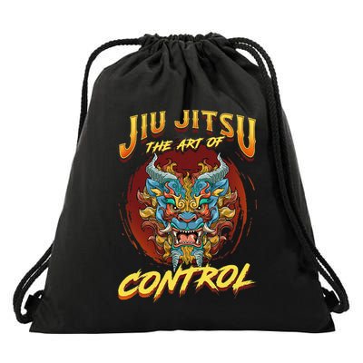 Bjj The Art Of Control Grappling Jiu Jitsu Foo Dog Drawstring Bag