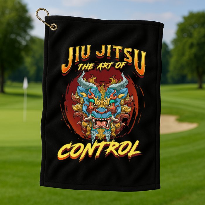Bjj The Art Of Control Grappling Jiu Jitsu Foo Dog Golf Towel