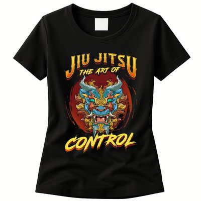 Bjj The Art Of Control Grappling Jiu Jitsu Foo Dog Womens T-Shirt