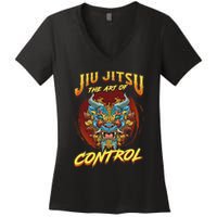 Bjj The Art Of Control Grappling Jiu Jitsu Foo Dog Women's V-Neck T-Shirt