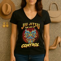Bjj The Art Of Control Grappling Jiu Jitsu Foo Dog Women's V-Neck T-Shirt