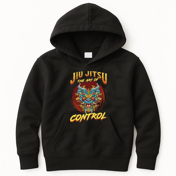 Bjj The Art Of Control Grappling Jiu Jitsu Foo Dog Kids Hoodie