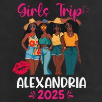 Black Trip Alexandria 2025 Vacation Matching 7 Panel Mesh Trucker Snapback Hat
