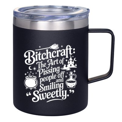 Bitchcraft The Art Of Pissing People Off And Smiling Sweetly 12oz Stainless Steel Coffee Mug