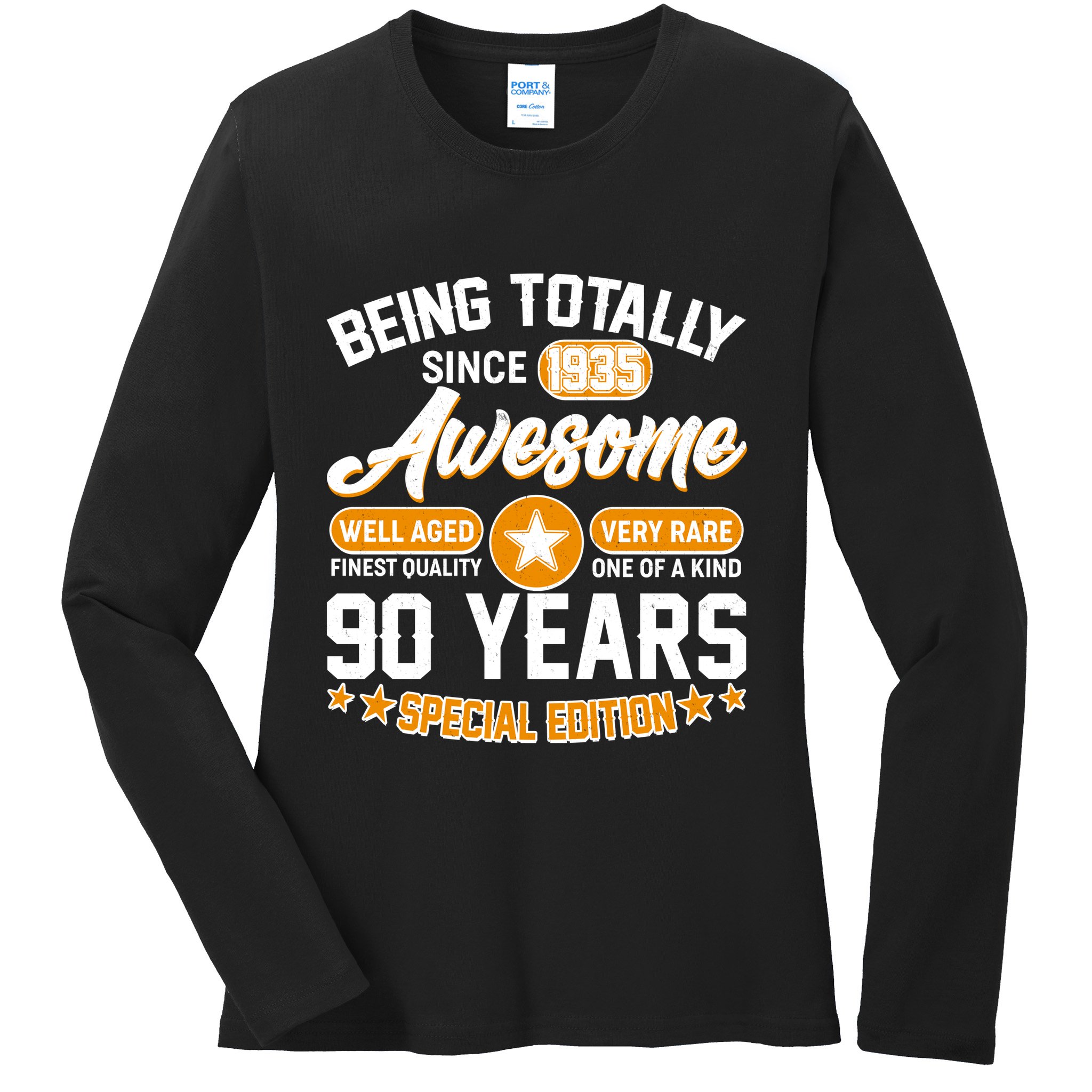 Being Totally Awesome Since 1935 90 Years Birthday Special Edition Ladies Long Sleeve Shirt