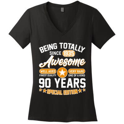Being Totally Awesome Since 1935 90 Years Birthday Special Edition Women's V-Neck T-Shirt