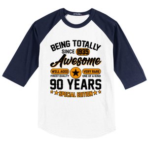 Being Totally Awesome Since 1935 90 Years Birthday Special Edition Baseball Sleeve Shirt