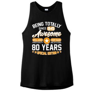 Being Totally Awesome Since 1945 80 Years Birthday Special Edition Ladies PosiCharge Tri-Blend Wicking Tank