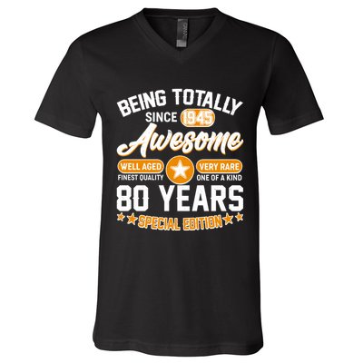 Being Totally Awesome Since 1945 80 Years Birthday Special Edition V-Neck T-Shirt