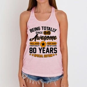 Being Totally Awesome Since 1945 80 Years Birthday Special Edition Women's Knotted Racerback Tank