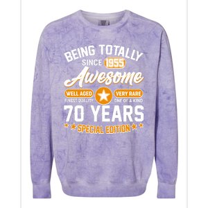 Being Totally Awesome Since 1955 70 Years Birthday Special Edition Colorblast Crewneck Sweatshirt