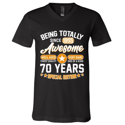 Being Totally Awesome Since 1955 70 Years Birthday Special Edition V-Neck T-Shirt