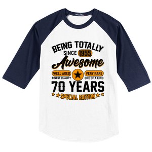 Being Totally Awesome Since 1955 70 Years Birthday Special Edition Baseball Sleeve Shirt