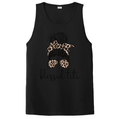 Blessed Titi Aunt Messy Bun Titi Auntie Mother's Day PosiCharge Competitor Tank