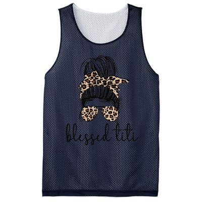 Blessed Titi Aunt Messy Bun Titi Auntie Mother's Day Mesh Reversible Basketball Jersey Tank