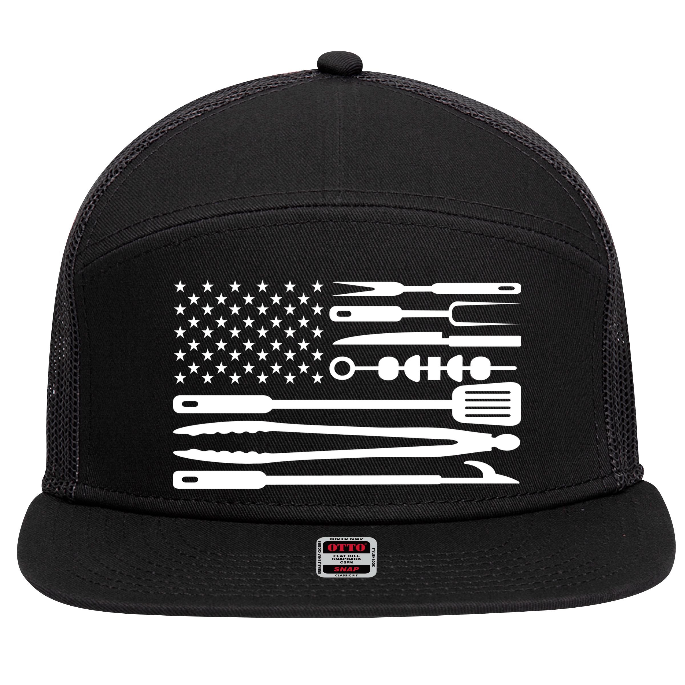 BBQ Tools American Flag 7 Panel Mesh Trucker Snapback Hat