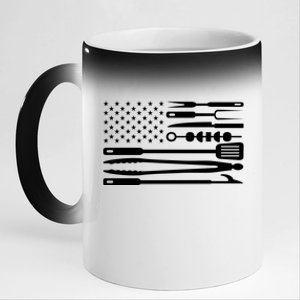 BBQ Tools American Flag 11oz Black Color Changing Mug