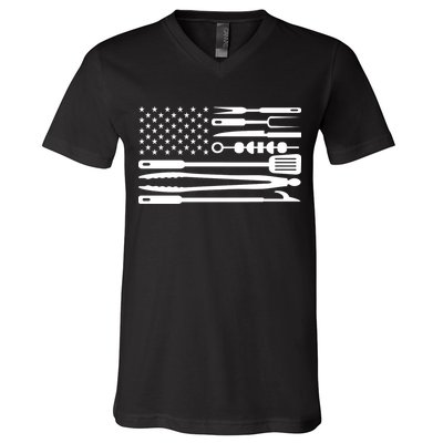 BBQ Tools American Flag V-Neck T-Shirt