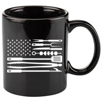 BBQ Tools American Flag 11oz C Handle Ceramic Mug