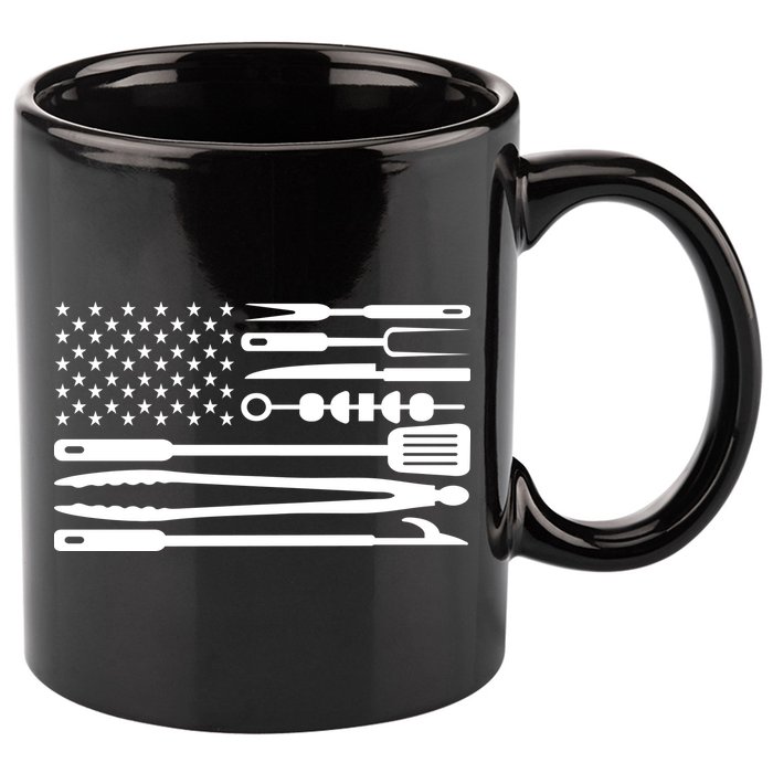 BBQ Tools American Flag 11oz C Handle Ceramic Mug